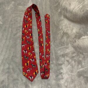 Museum of Fine Arts Boston Mens Silk Tie Red Equestrian Horse Rider Novelty MFA